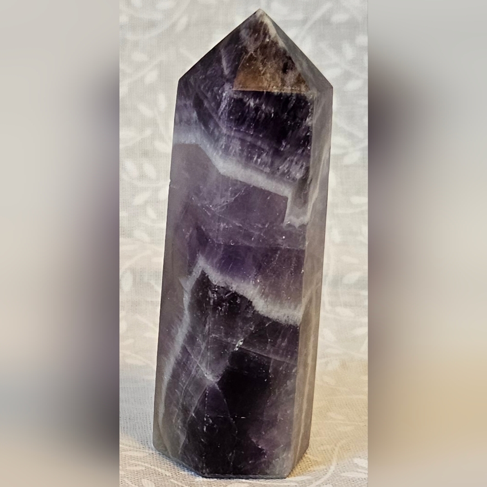 Chevron Amethyst Crystal Tower